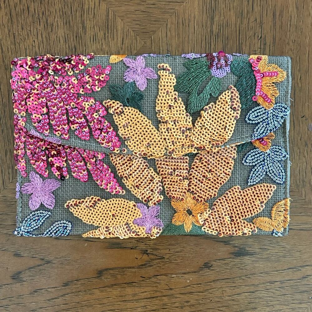 Colorful Floral Beaded clutch